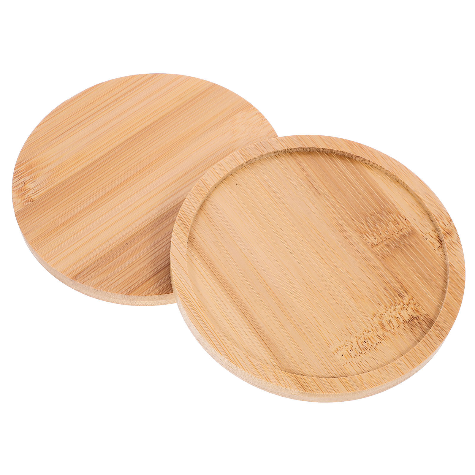Food Snacks Drinks - 2Pcs Wooden Serving Trays Round Wood