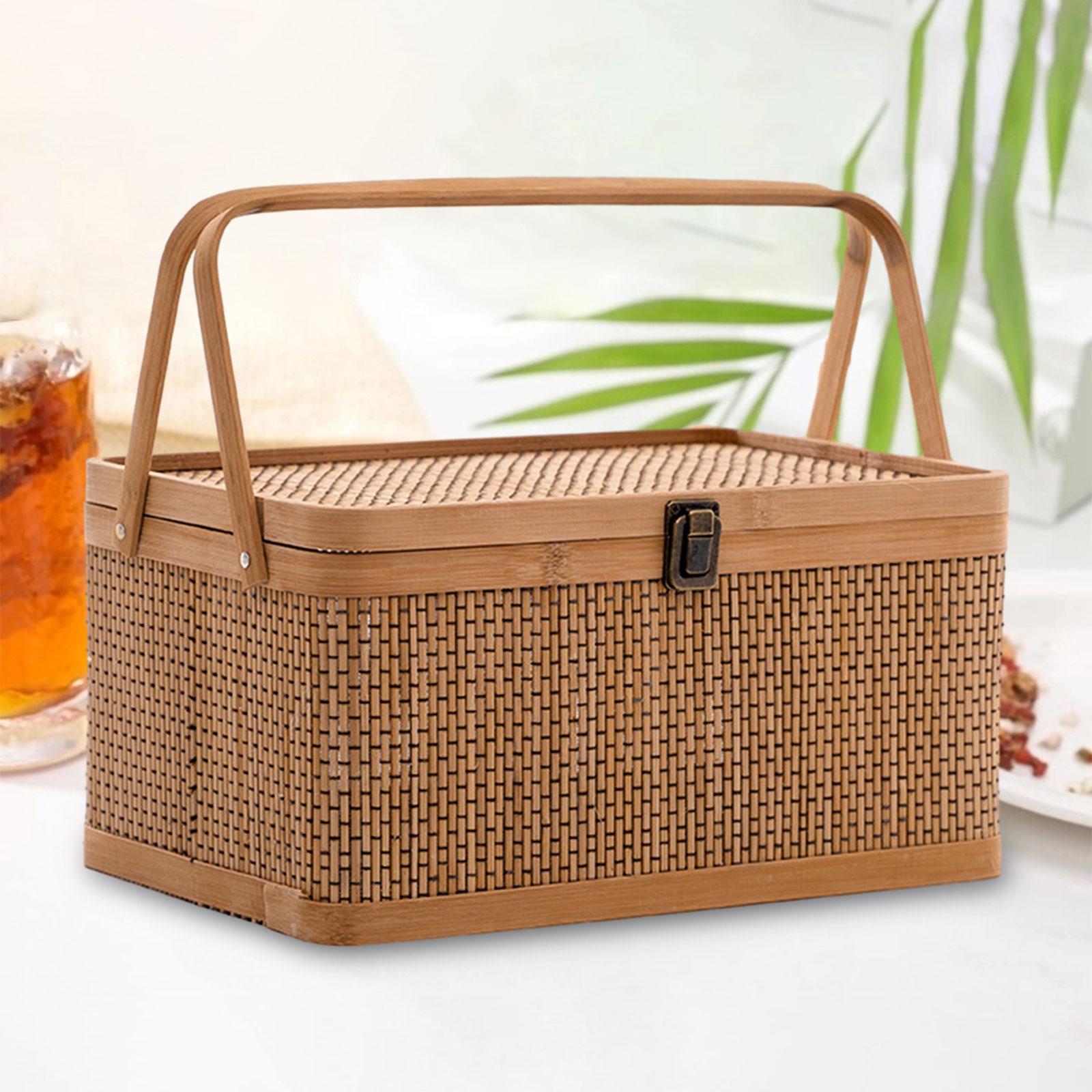 Handcrafted Bamboo Picnic Bask - Snacks Food Hamper Basket recensie en prijs