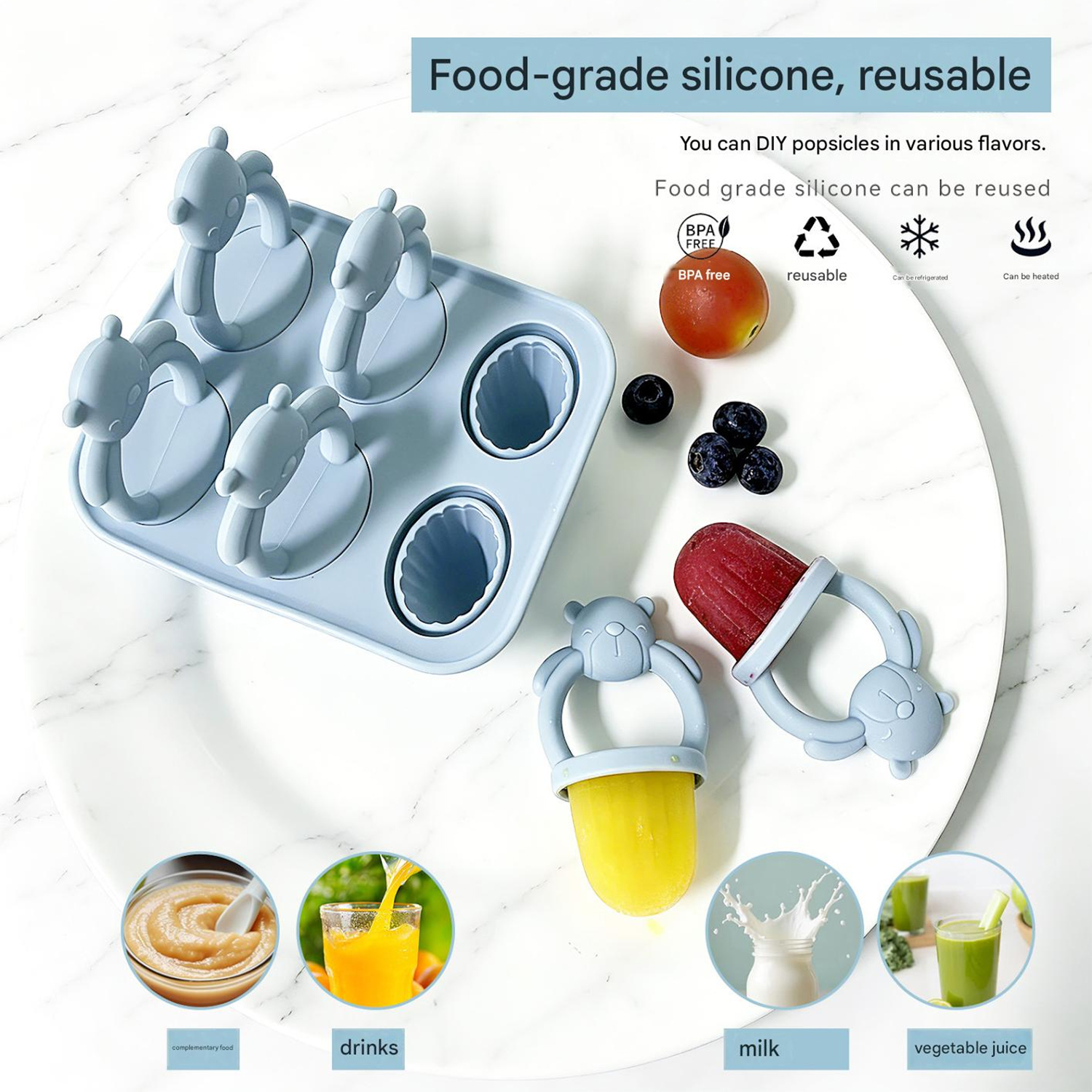 6-compartment silicone bear po - Homemade Food Snacks recensie en prijs