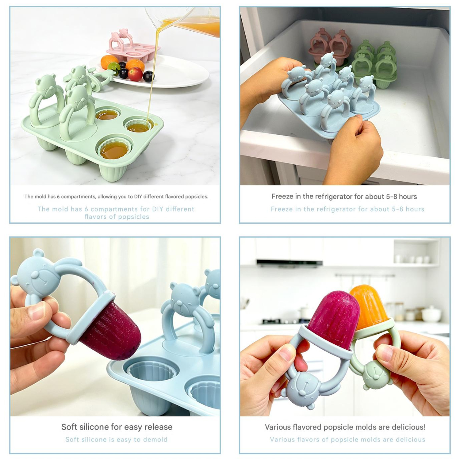 6-compartment silicone bear po - Homemade Food Snacks recensie en prijs