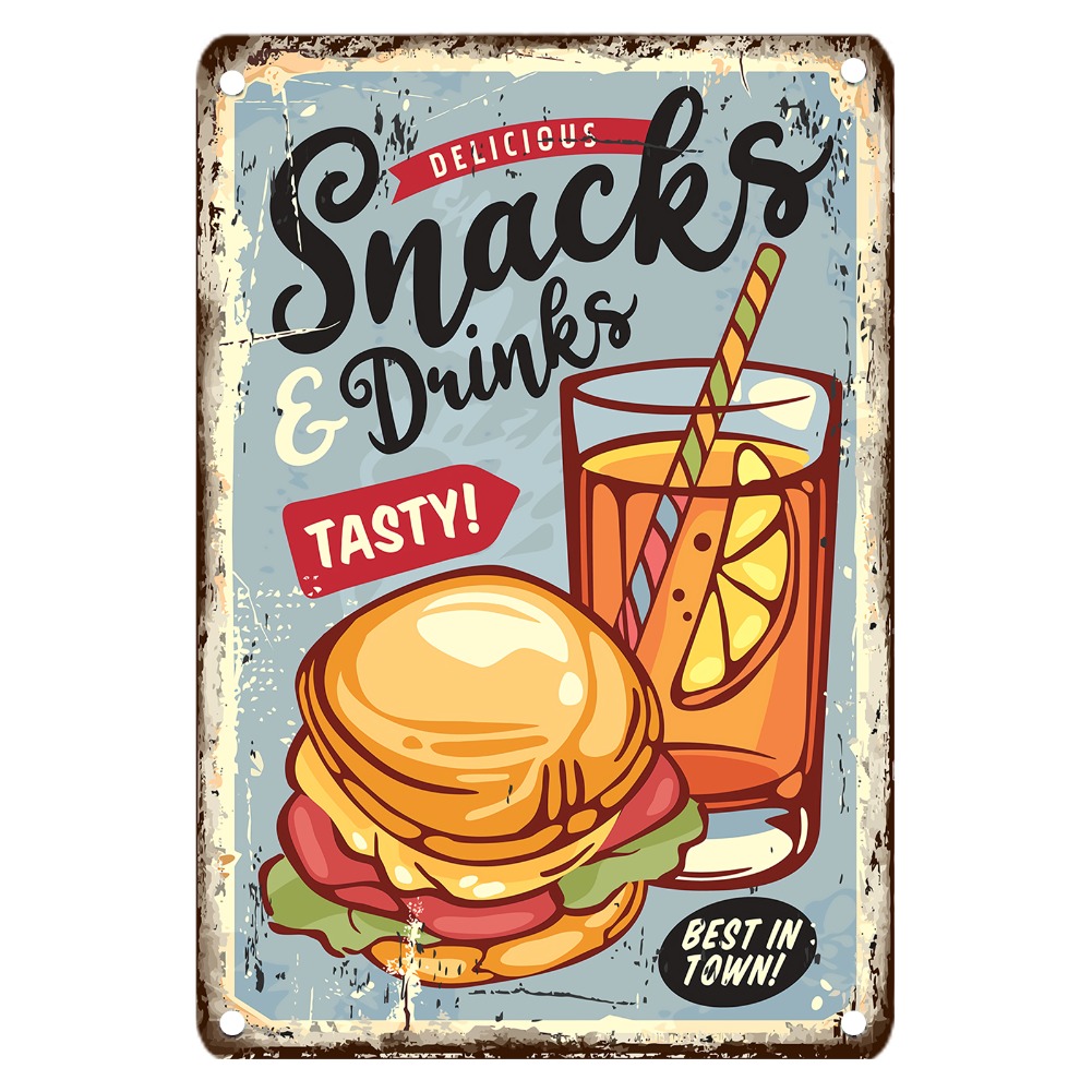 Vintage Food Metal Sign, 12x8  - Food Snacks Easy recensie en prijs